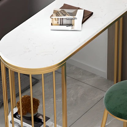 Table de bar moderne de style bistro, plateau en marbre doré, 2 étagères