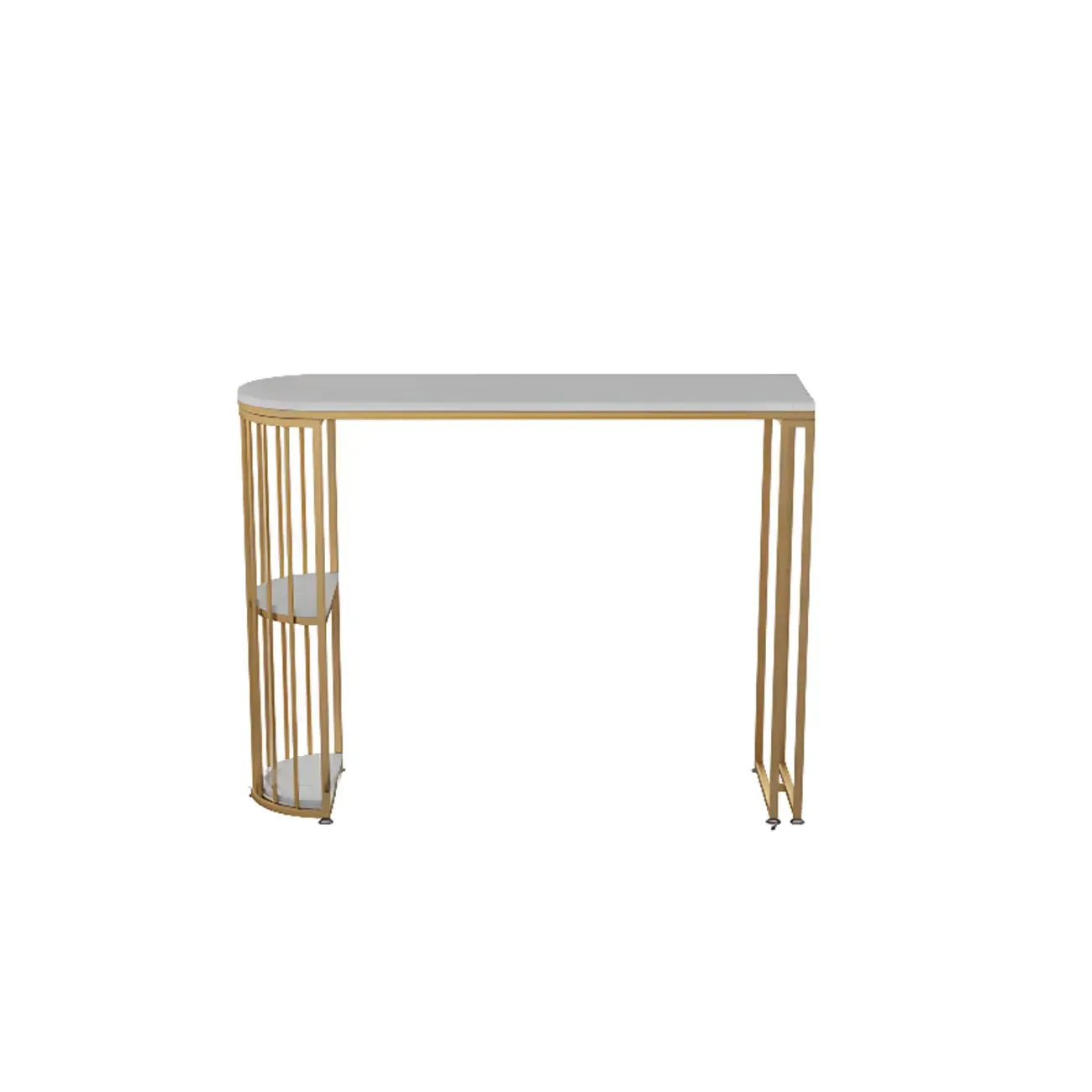 Table de bar moderne de style bistro, plateau en marbre doré, 2 étagères