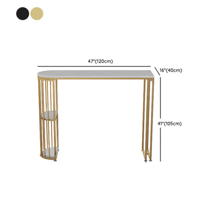 Table de bar moderne de style bistro, plateau en marbre doré, 2 étagères