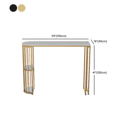 Table de bar moderne de style bistro, plateau en marbre doré, 2 étagères