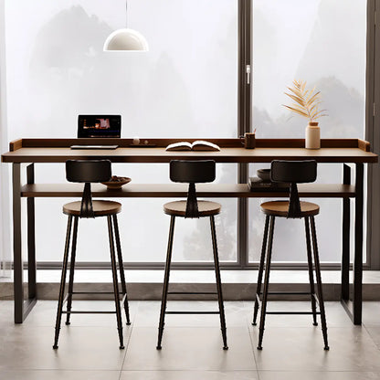 Tables de bar élégantes en pin brun avec étagères de rangement