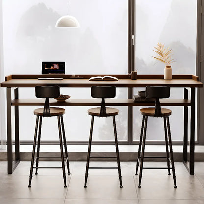 Tables de bar élégantes en pin brun avec étagères de rangement