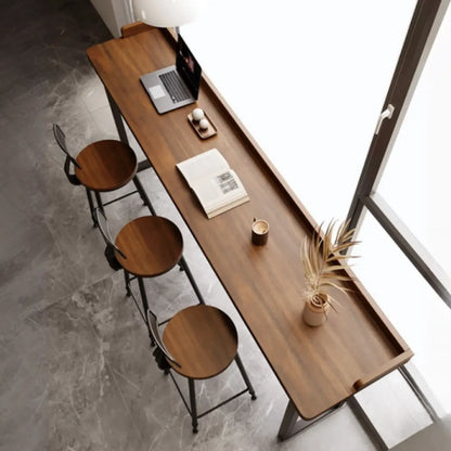 Tables de bar élégantes en pin brun avec étagères de rangement