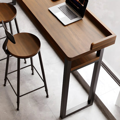 Tables de bar élégantes en pin brun avec étagères de rangement