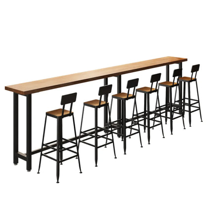 Tables de bar fixes en bois naturel avec repose-pieds