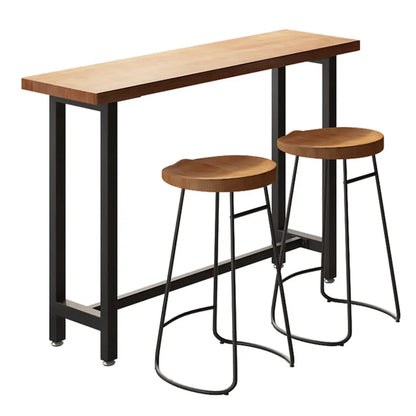 Tables de bar fixes en bois naturel avec repose-pieds