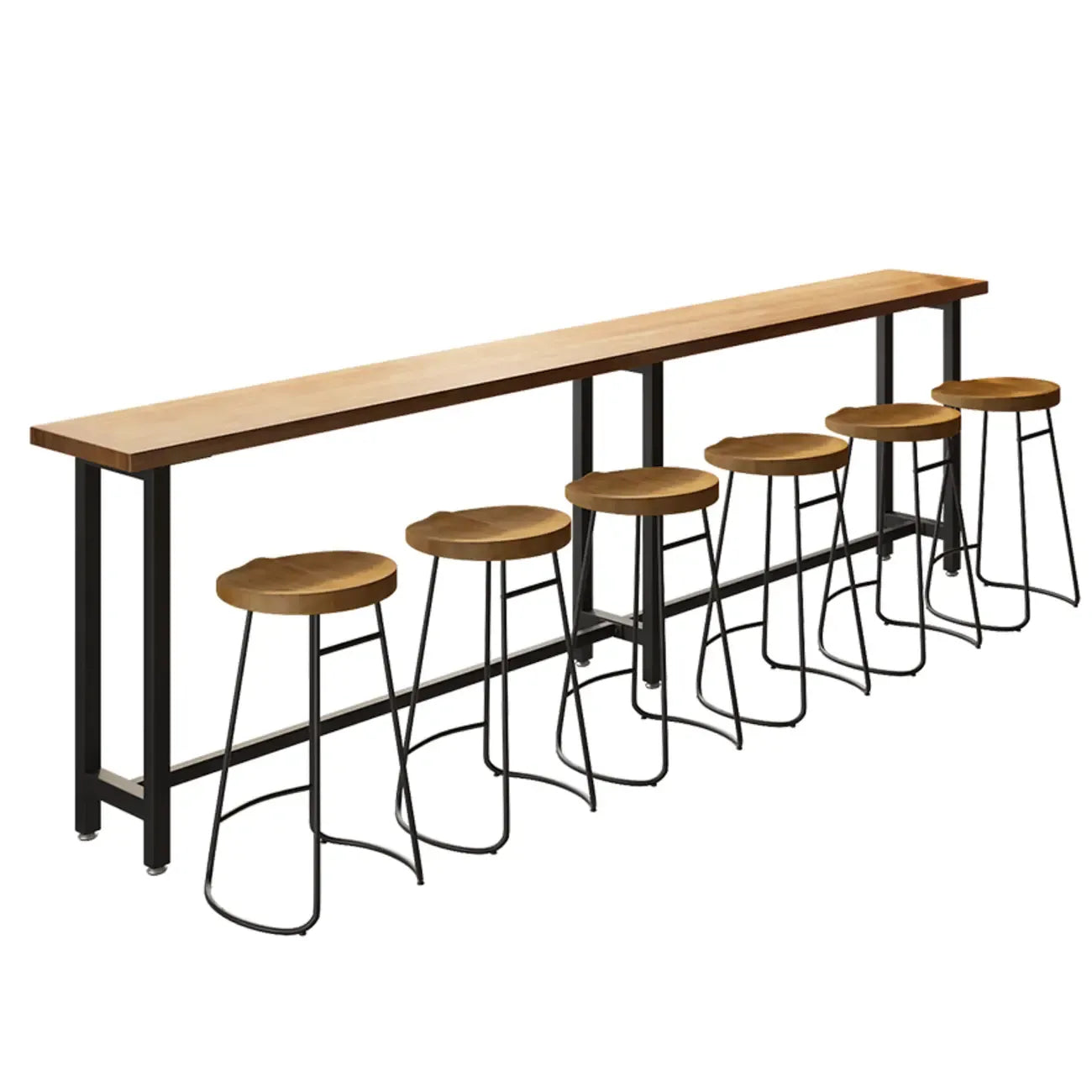 Tables de bar fixes en bois naturel avec repose-pieds