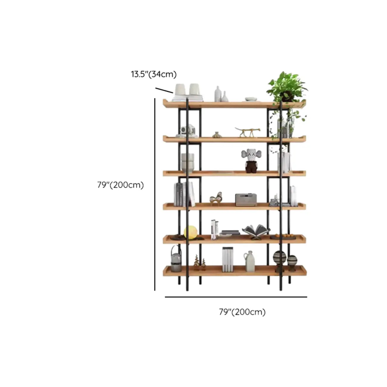 Bibliothèque ouverte moderne en bois à 5 niveaux Etagere