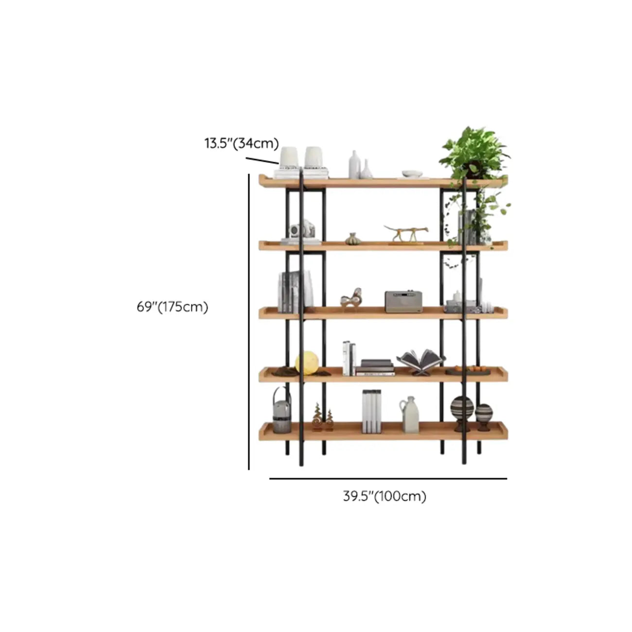 Bibliothèque ouverte moderne en bois à 5 niveaux Etagere