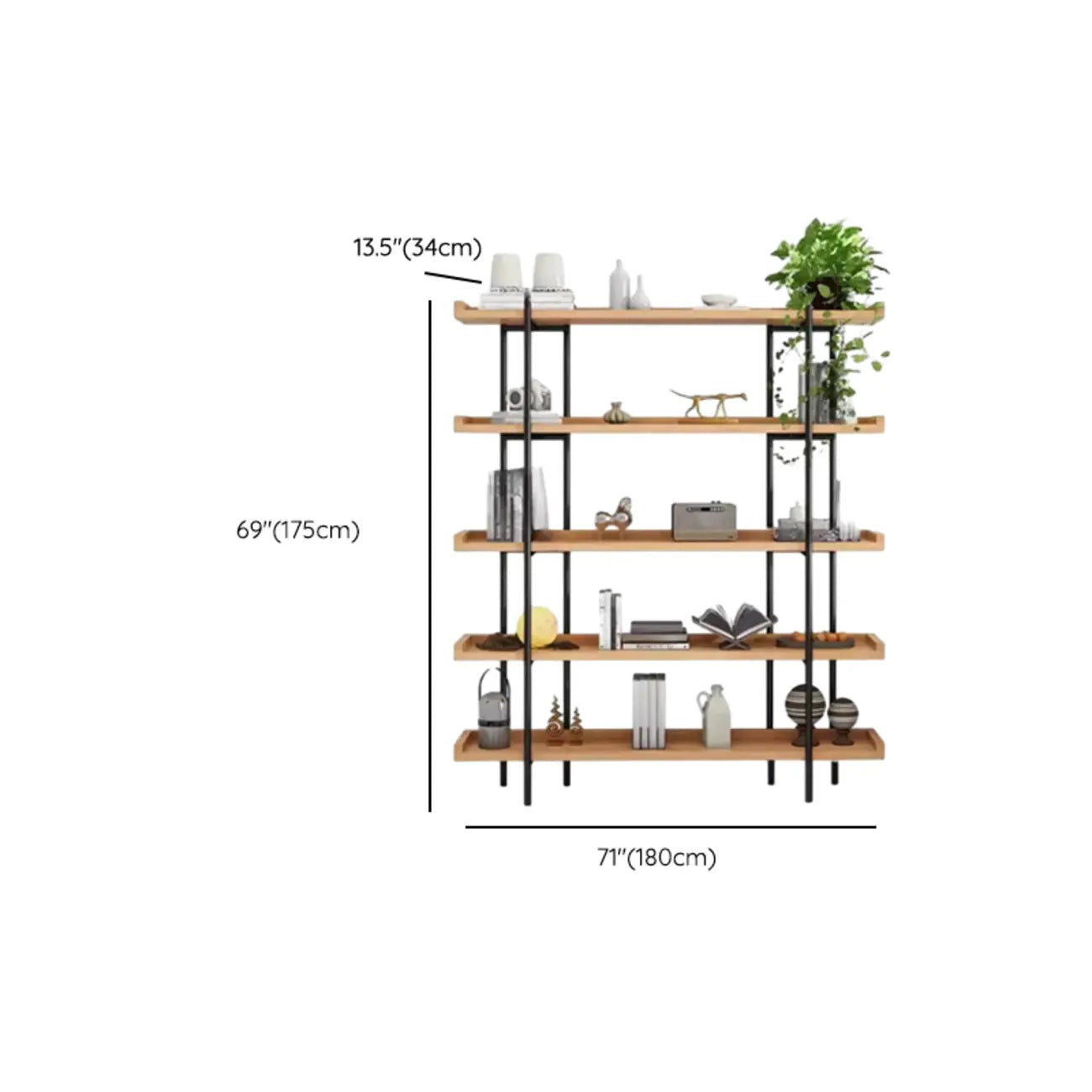 Bibliothèque ouverte moderne en bois à 5 niveaux Etagere
