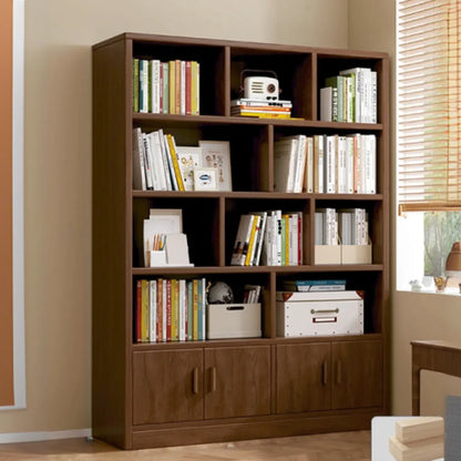 Bibliothèque de rangement scandinave haute en bois à plusieurs étagères