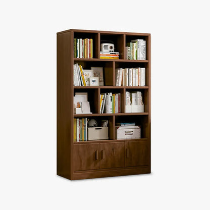 Bibliothèque de rangement scandinave haute en bois à plusieurs étagères