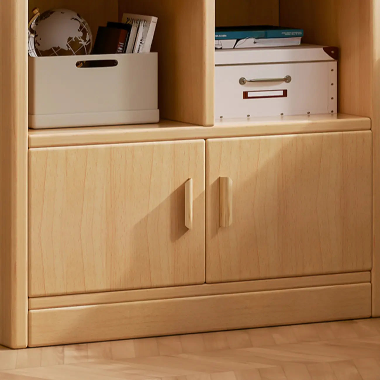 Bibliothèque de rangement scandinave haute en bois à plusieurs étagères