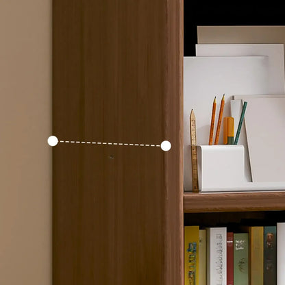 Bibliothèque de rangement scandinave haute en bois à plusieurs étagères