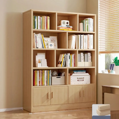 Bibliothèque de rangement scandinave haute en bois à plusieurs étagères