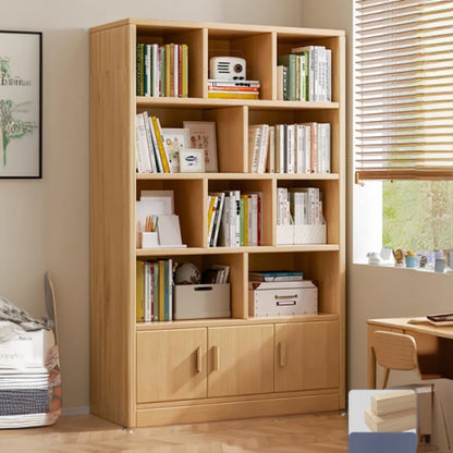Bibliothèque de rangement scandinave haute en bois à plusieurs étagères