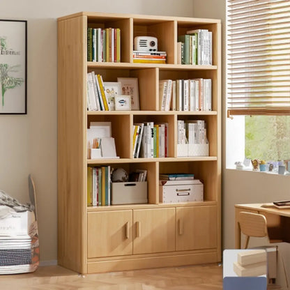 Bibliothèque de rangement scandinave haute en bois à plusieurs étagères