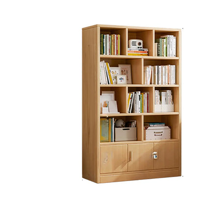 Bibliothèque de rangement scandinave haute en bois à plusieurs étagères