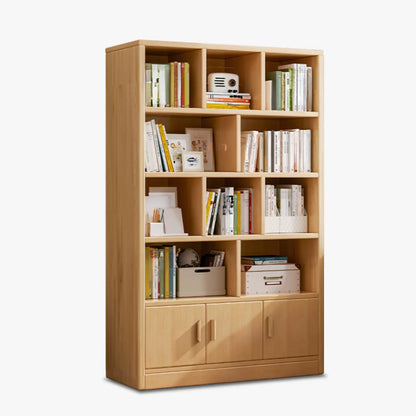 Bibliothèque de rangement scandinave haute en bois à plusieurs étagères
