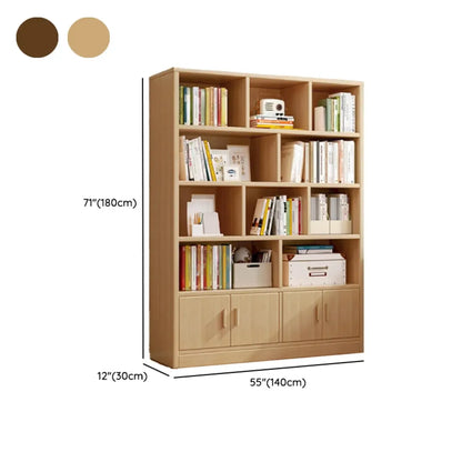 Bibliothèque de rangement scandinave haute en bois à plusieurs étagères