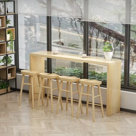 Table de bar rectangulaire scandinave en bois massif, 4 places