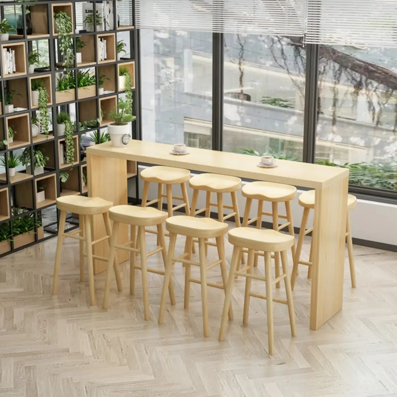 Table de bar rectangulaire scandinave en bois massif, 4 places