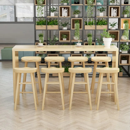 Table de bar rectangulaire scandinave en bois massif, 4 places
