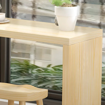 Table de bar rectangulaire scandinave en bois massif, 4 places