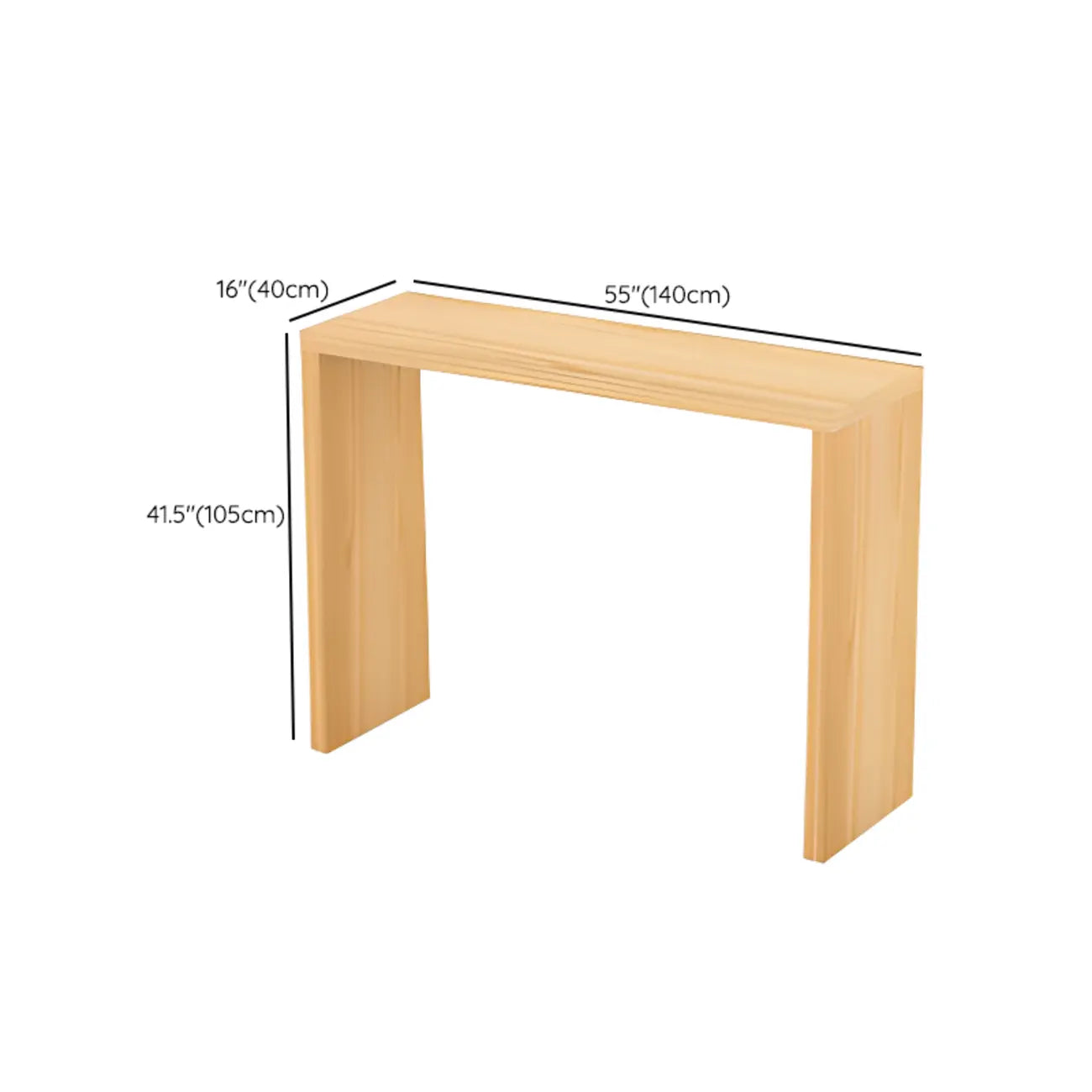 Table de bar rectangulaire scandinave en bois massif, 4 places