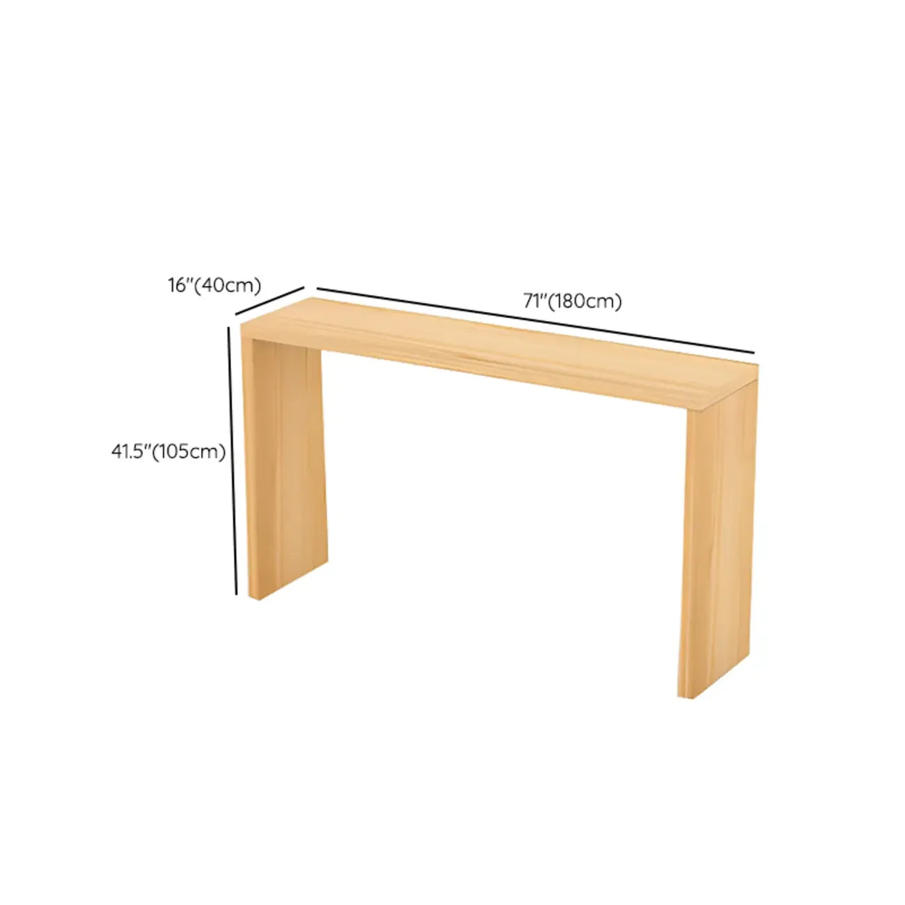 Table de bar rectangulaire scandinave en bois massif, 4 places