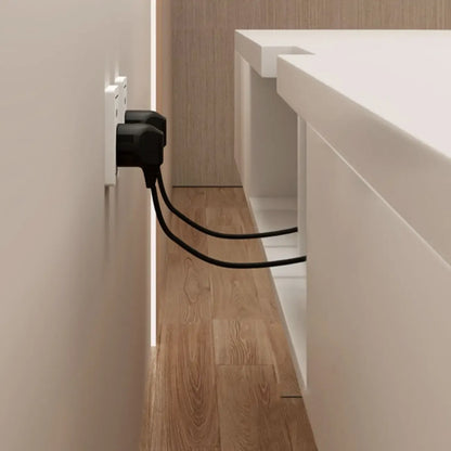 Meuble TV suspendu long en bois massif gris de 87 pouces avec tiroirs