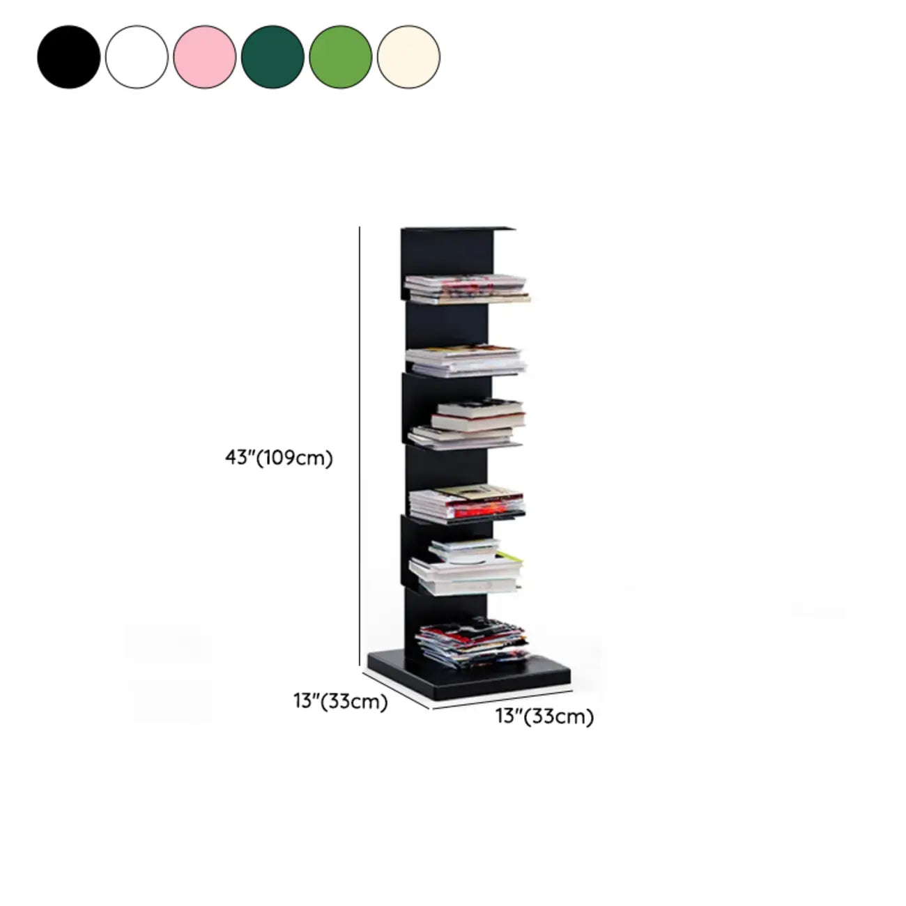 Bibliothèque étagère rectangulaire verticale simple en métal