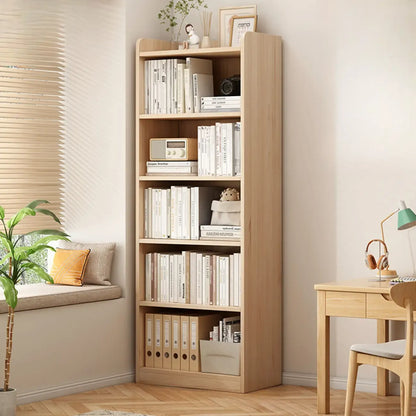 Bibliothèque d'avocat verticale à 6 niveaux en pin naturel avec dos fermé