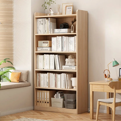 Bibliothèque d'avocat verticale à 6 niveaux en pin naturel avec dos fermé