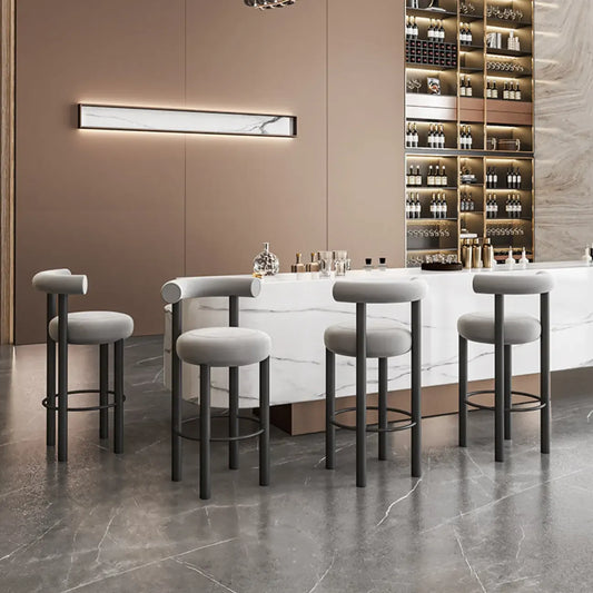 Tabouret de bar rond moderne noir rembourré