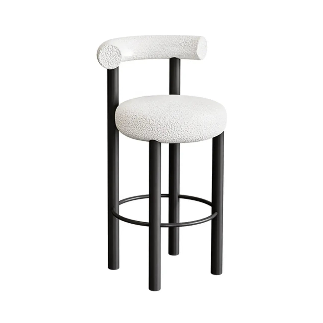 Tabouret de bar rond moderne noir rembourré