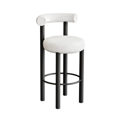 Tabouret de bar rond moderne noir rembourré