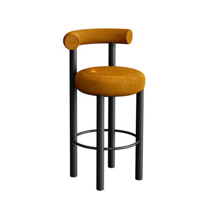 Tabouret de bar rond moderne noir rembourré