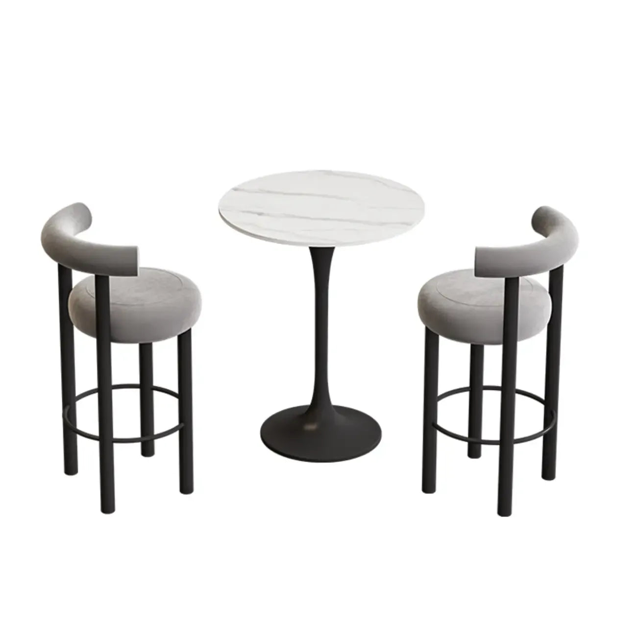 Tabouret de bar rond moderne noir rembourré