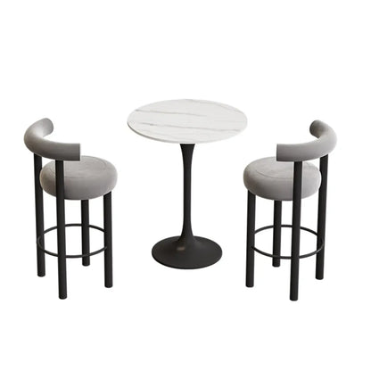 Tabouret de bar rond moderne noir rembourré