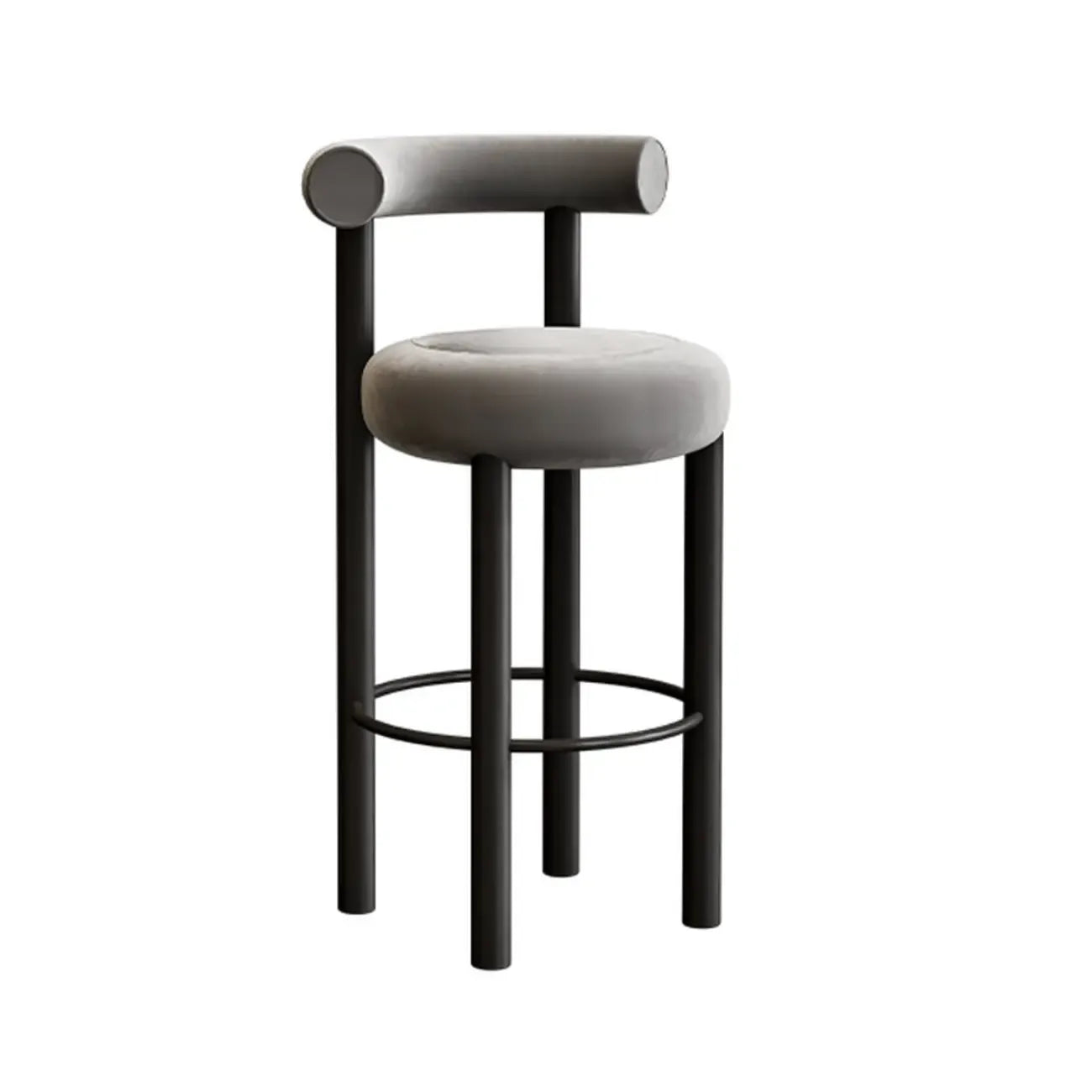 Tabouret de bar rond moderne noir rembourré