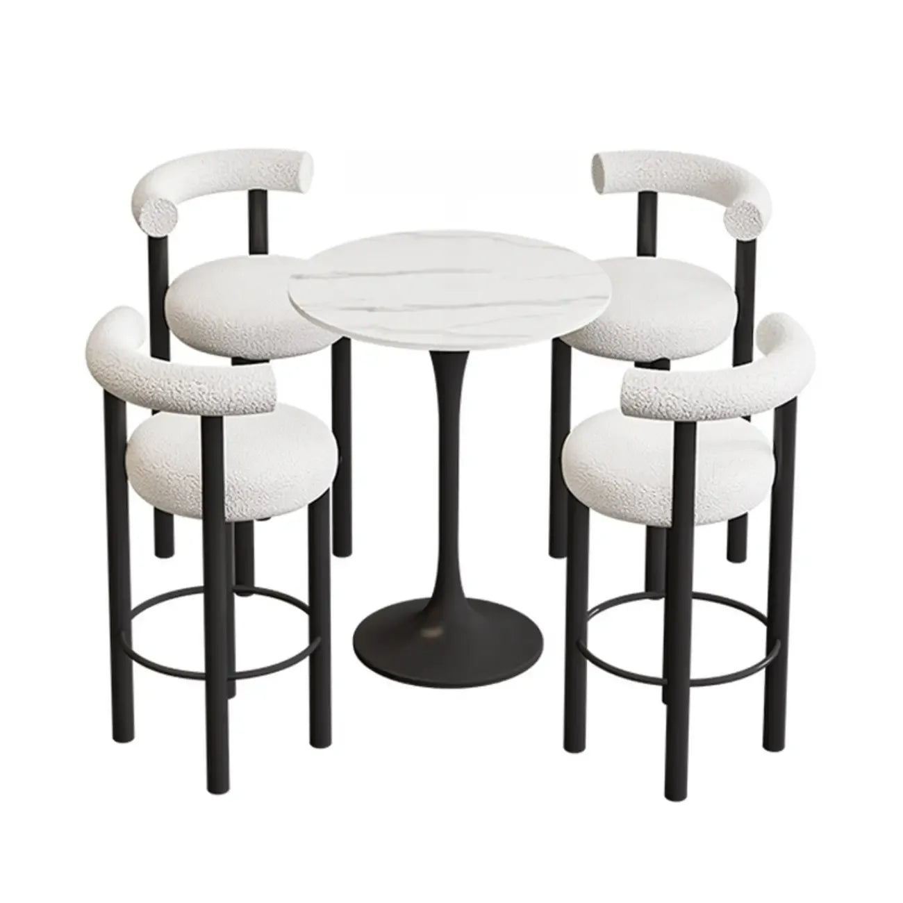 Tabouret de bar rond moderne noir rembourré