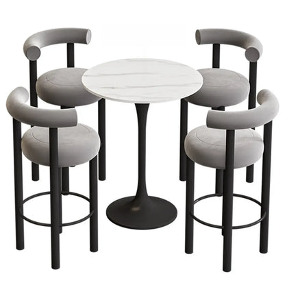 Tabouret de bar rond moderne noir rembourré