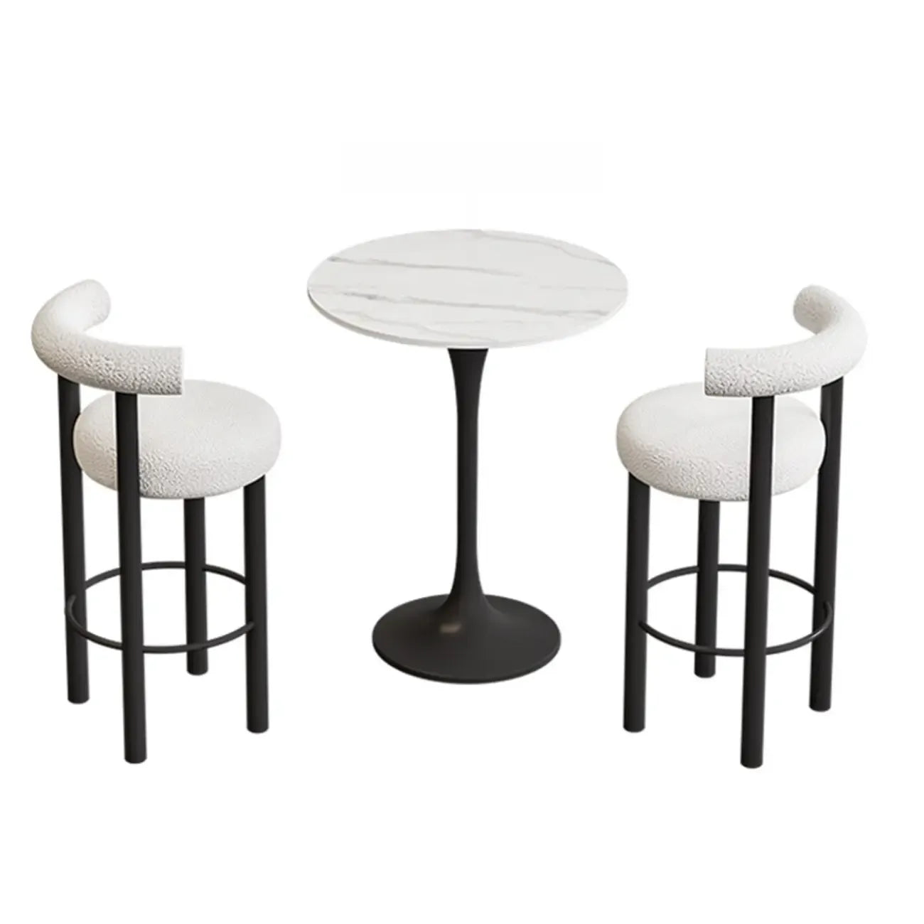 Tabouret de bar rond moderne noir rembourré