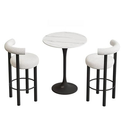 Tabouret de bar rond moderne noir rembourré