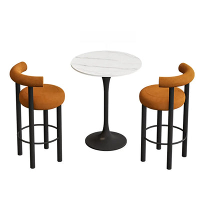 Tabouret de bar rond moderne noir rembourré
