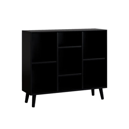 Bibliothèque rectangulaire ouverte moderne en bois d'hévéa noir