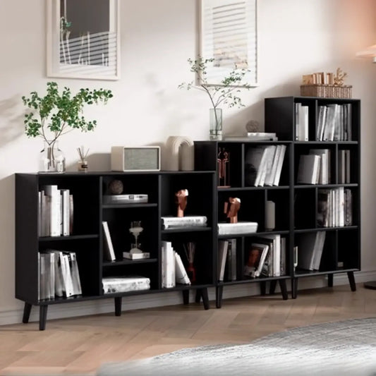 Bibliothèque rectangulaire ouverte moderne en bois d'hévéa noir