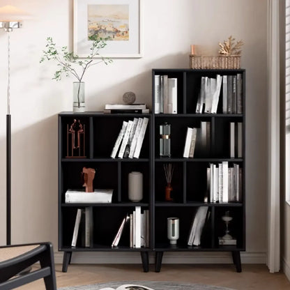 Bibliothèque rectangulaire ouverte moderne en bois d'hévéa noir