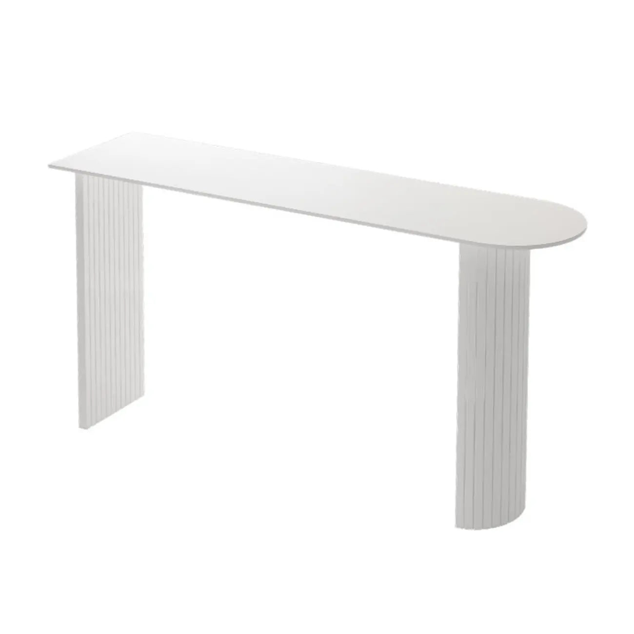 Table haute de bar moderne, plateau en pierre, double piétement aux formes libres